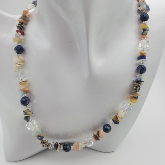 Aztec tribal‎ chip necklace sterling silver clasp N1113 - Picture 1 of 3